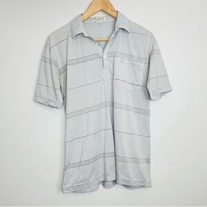 Christian Dior Light Gray Striped Polo M